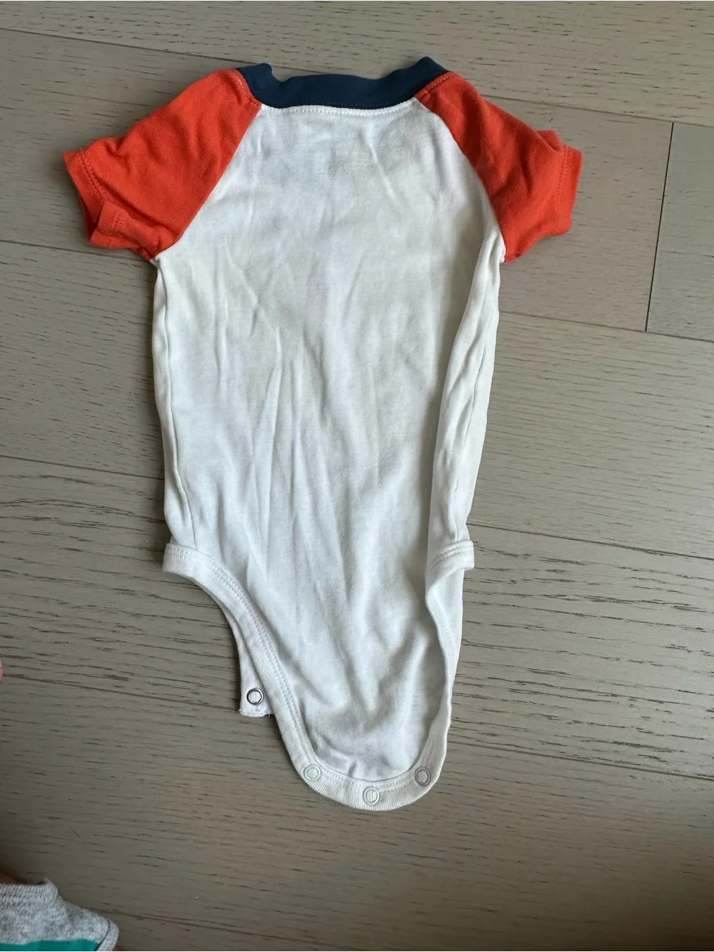 Carter's White and Orange Dino Graphic Bodysuit with Navy Trim